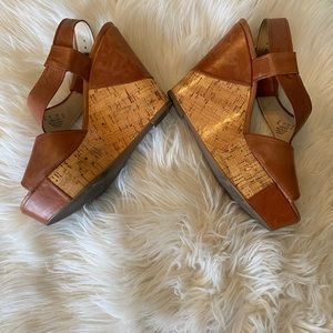 Franco Sarto BEAUTIFUL brown & cork Sandal Wedge
